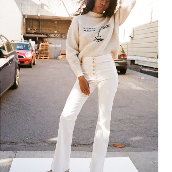 Paloma Wool Cream Flare Pants - Picture 1 of 12